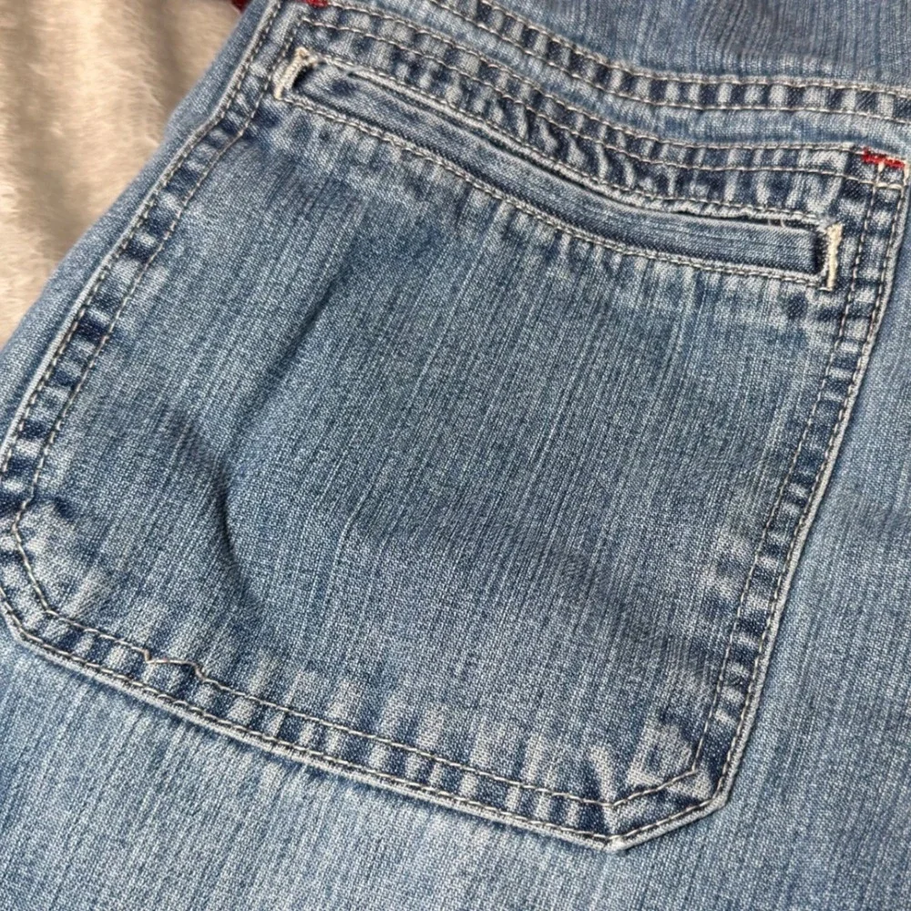 Vintage Old Navy Girls Size 16 Wide Leg Cargo Jeans Blue Denim Y2K Baggy Utility